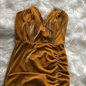 Gold High Split Luxe Dress